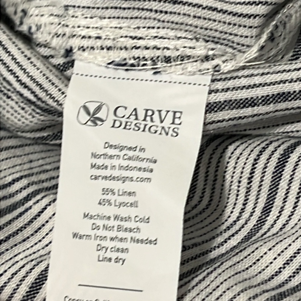 CARVE DESIGNS Blake Linen Pants Wide Leg Cropped Striped Women’s Small Pockets - Picture 8 of 8